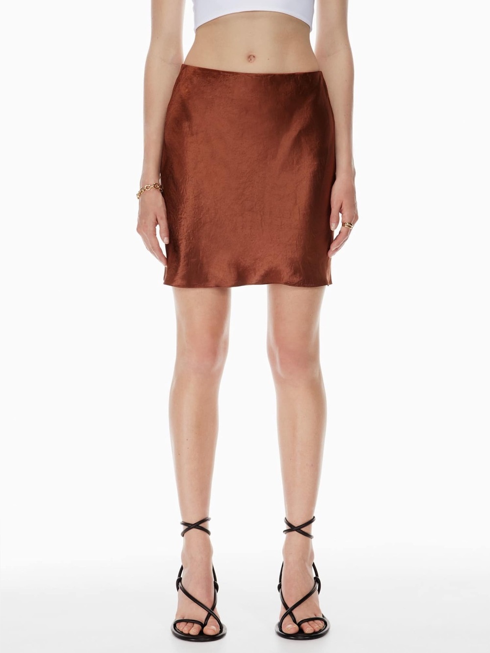 Aritzia Babaton Mini Satin Slip Skirt - Epicurean Brown